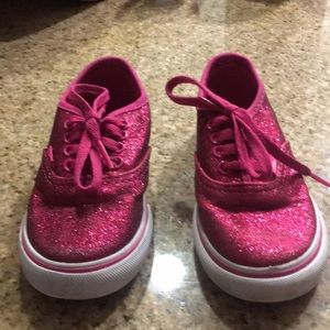 Toddler Girls Pink Glitter Vans Shoes size 7.5